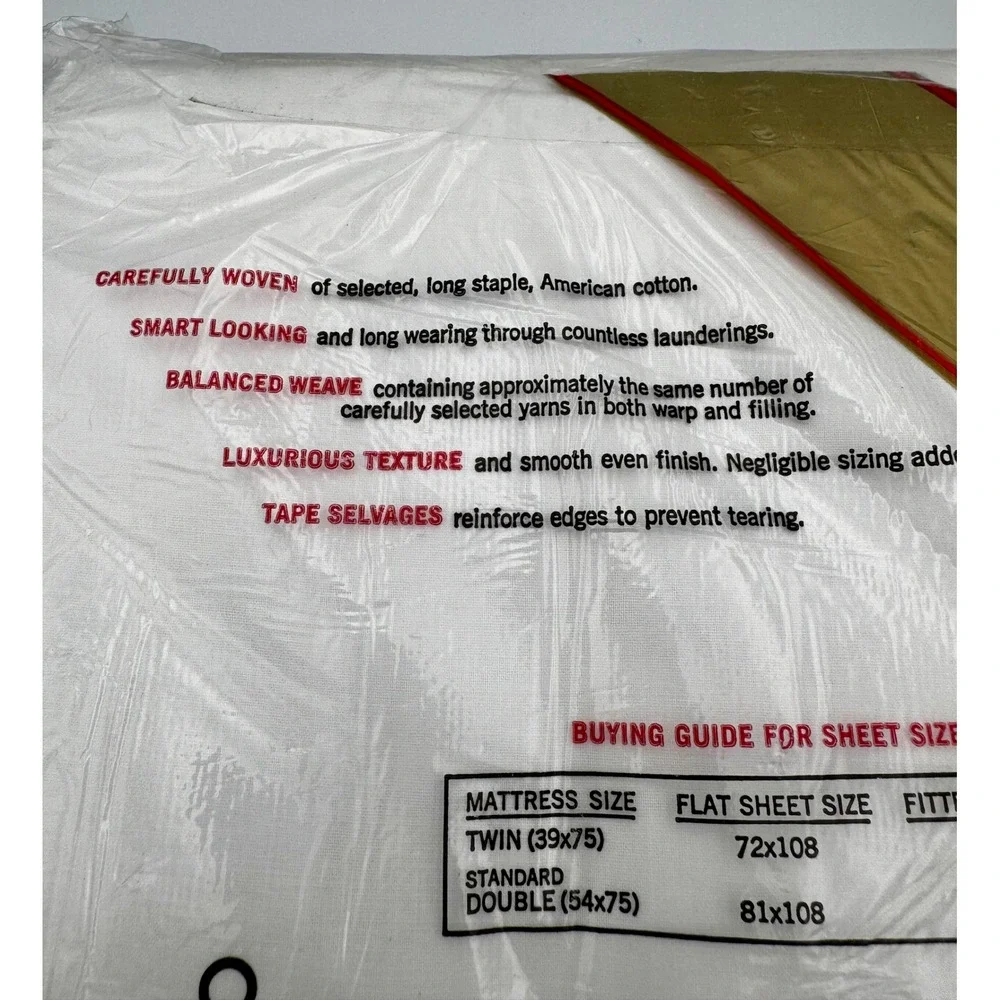 VTG Kmart Muslin Full Flat Sheet 100% Cotton White New Sealed NOS 1970s 81x108